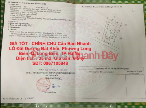 GIÁ TỐT - CHÍNH CHỦ Cần Bán Nhanh LÔ Đất Đường Bát Khối, Phường Long Biên, Q. Long Biên, TP Hà Nội _0