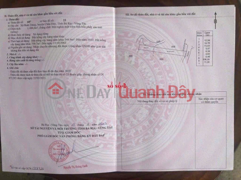 I am the owner and I need to sell a plot of land (sào) with frontage on a paved road in Binh Trung commune, Chau Duc district, Vung Tau. _0