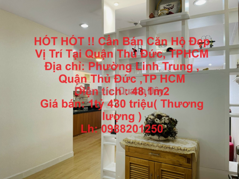 HÓT HÓT !! Cần Bán Căn Hộ Đẹp Vị Trí Tại Quận Thủ Đức, TPHCM Niêm yết bán