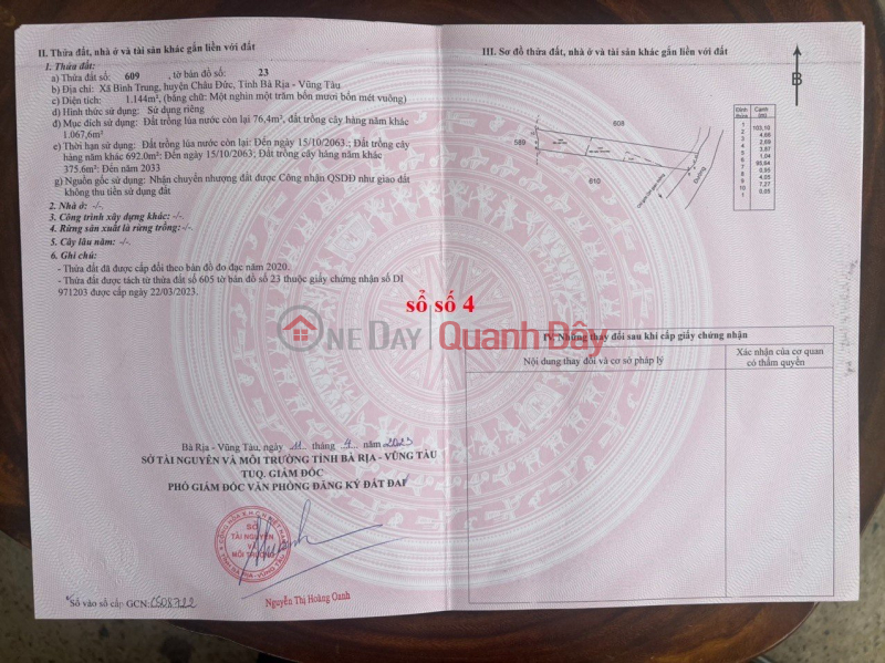 đ 678 triệu | CHÍNH CHỦ BÁN ĐẤT VƯỜN XÃ BÌNH TRUNG, CHÂU ĐỨC BRVT