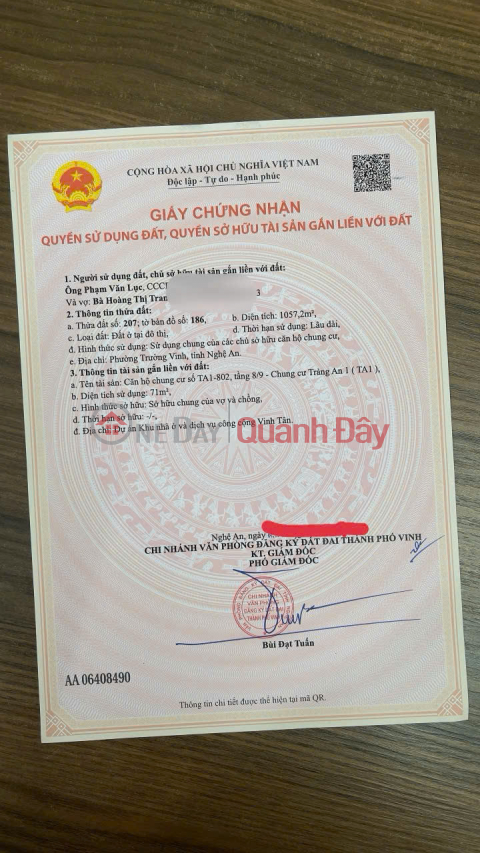 CĂN HỘ ĐẸP – GIÁ TỐT –CHÍNH CHỦ CẦN BÁN CĂN HỘ CHUNG CƯ TRÀNG AN, phường Vinh Tân, TP. Vinh, Nghệ An _0