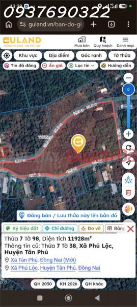 The owner is looking to transfer ownership of a rare 11,928m2 plot of land in Tan Phu Ward, Dong Nai City., Vietnam, Sales, đ 23 Billion