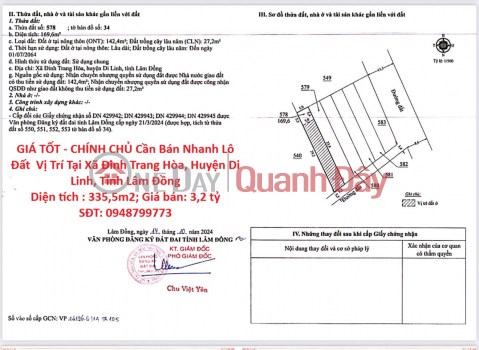 GIÁ TỐT - CHÍNH CHỦ Cần Bán Nhanh Lô Đất Vị Trí Tại Huyện Di Linh, Tỉnh Lâm Đồng _0