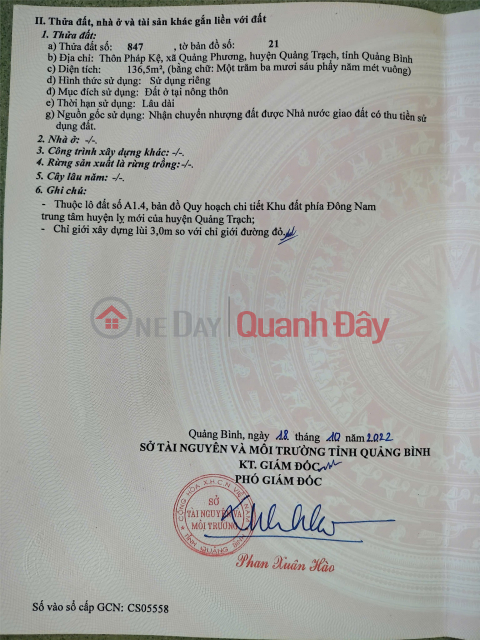 URGENT URGENT URGENT!!! OWNER NEEDS TO SELL Auction Land in Quang Phuong Commune, Quang Trach, Quang Binh. _0