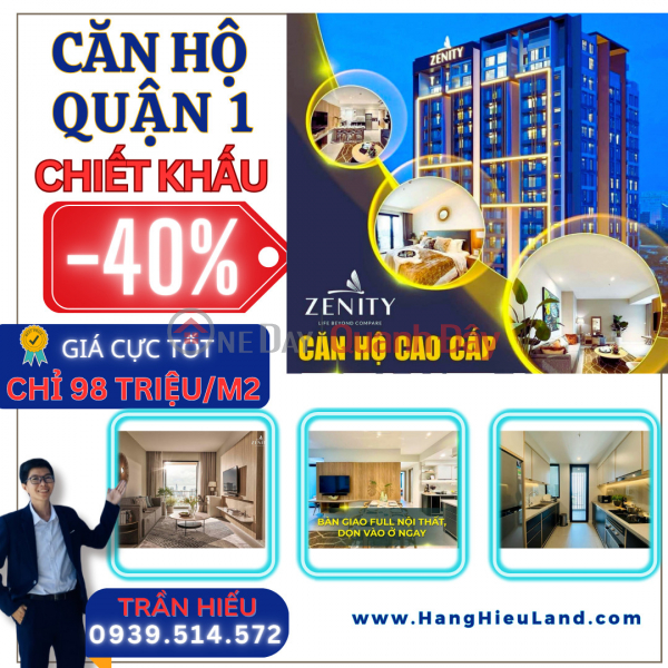 Zenity CK luxury apartment up to 40% rare in District 1, original price CDT (Hotline:0939.514.572) Sales Listings