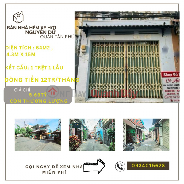 Selling social house at Tan Huong market 64m2, 1 floor, 5.69 billion - Cash flow 12 million\\/month Sales Listings