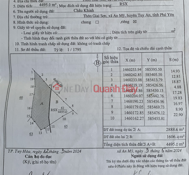 PRIME LAND - GREAT PRICE - Owner Selling Planned Residential Land in Giai Son, An My Commune, Tuy An District, Phu Yen Province Sales Listings