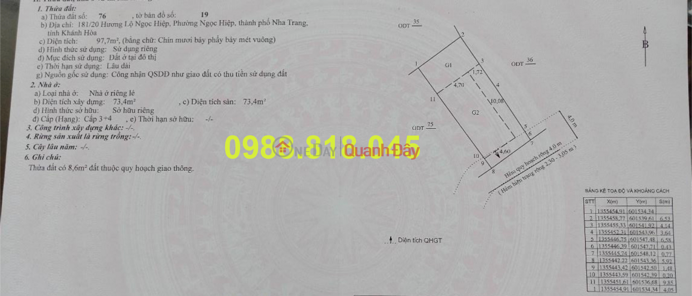 2-storey house for sale in alley 18 Huong Lo Ngoc Hiep, Ngoc Hiep ward, Nha Trang city, Khanh Hoa province Sales Listings