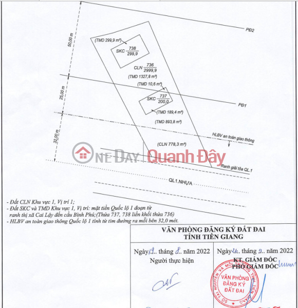 Selling production and commercial land in front of National Highway 1A, Binh Phu Town, Cai Lay Sales Listings