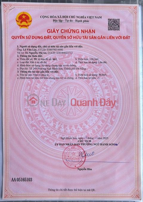 HOT HOT – CHÍNH CHỦ CẦN BÁN LÔ ĐẤT NỞ HẬU TẠI Phường Hoà Quý, Quận Ngũ Hành Sơn- TP Đà Nẵng _0