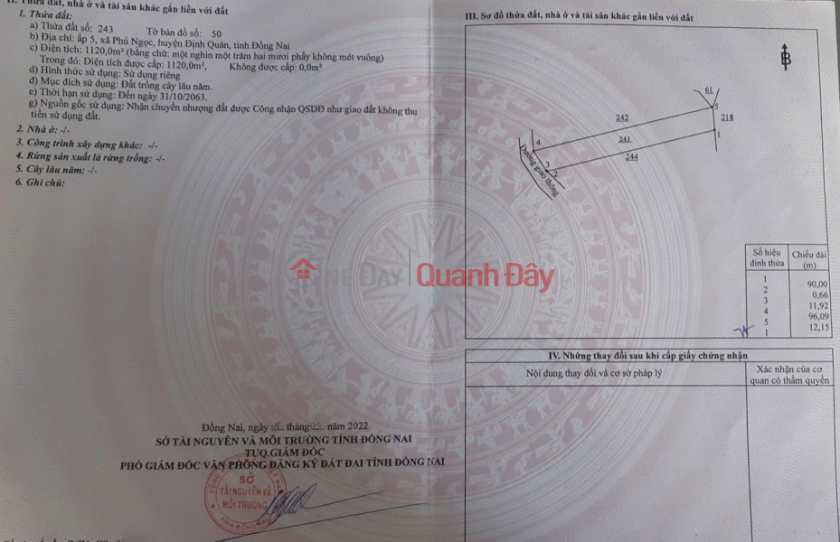 2 sào 6 cần bán đất phú ngọc định quán, Việt Nam, Bán đ 1,75 tỷ