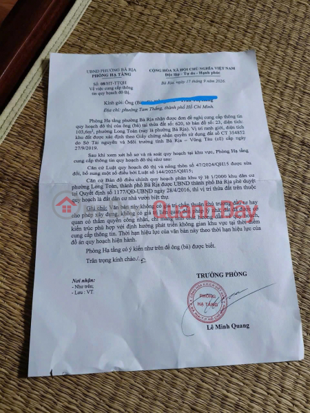 đ 3,1 tỷ | Chính chủ bán đất mặt tiền đường Trần Chánh Chiếu, Long Toàn, P. Bà Rịa, TP.HCM - Sổ hồng riêng