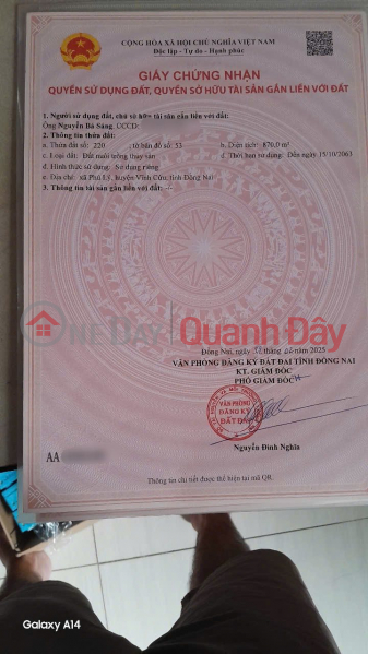 cần bán gấp đất phú lý vĩnh cửu có thổ cư để trả nợ | Việt Nam Bán đ 3,6 tỷ