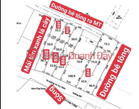 D2027 ️️ 4 plots of land with river view on Ha Huy Giap Street, District 12, Ho Chi Minh City, Shared Ownership, Alley Access, 3.x billion VND _0