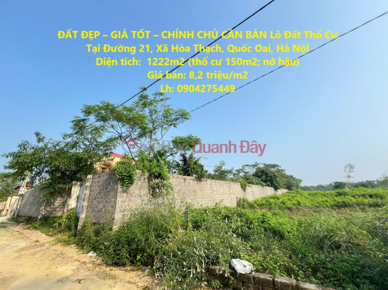 BEAUTIFUL LAND - GOOD PRICE - OWNER NEEDS TO SELL Residential Land Lot In Hoa Thach, Quoc Oai, Hanoi Sales Listings