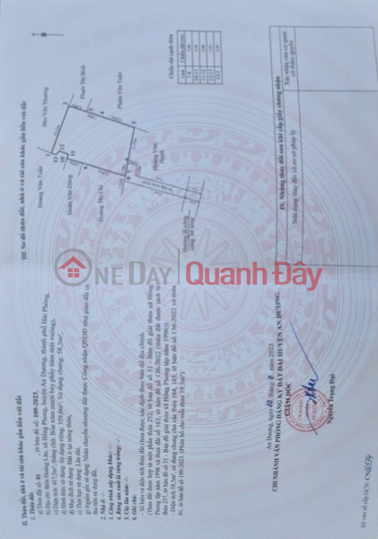 The owner needs to sell quickly Land plot in Hoang Lau - An Duong - Hai Phong. Sales Listings