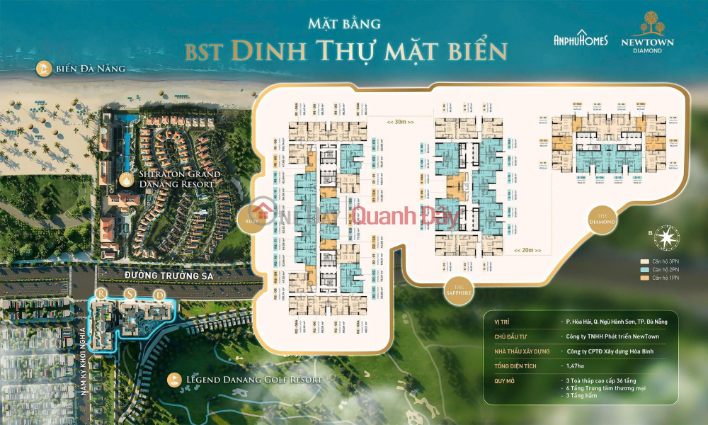 NEWTOWN DIAMOND: SỞ HỮU VIEW GOLF & BIỂN CHỈ TỪ 59TR/M2 Việt Nam | Bán, đ 59 triệu