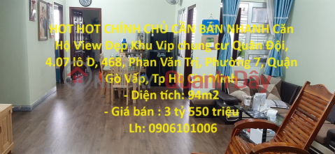 HOT HOT OWNER FOR QUICK SALE Apartment with Beautiful View Vip Area, Go Vap District, HCMC _0