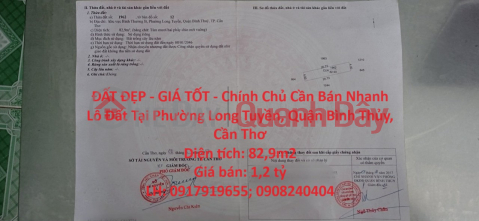 ĐẤT ĐẸP - GIÁ TỐT - Chính Chủ Cần Bán Nhanh Lô Đất Tại Phường Long Tuyền, Quận Bình Thủy, Cần Thơ _0