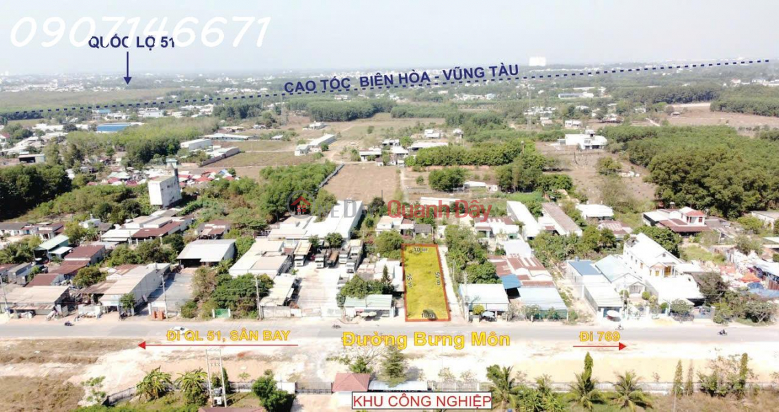 Property Search Vietnam | OneDay | Nhà ở | Niêm yết bán Bán lô đất siêu đẹp mặt tiền đường Bưng Môn, Long An, Long Thành, DT 555.3m2, giá đầu tư