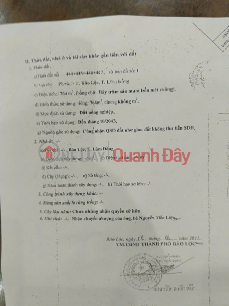 CHÍNH CHỦ BÁN NHANH LÔ ĐẤT CÓ SẮN NHÀ CẤP 4 Vị trí 2 mặt tiền đường nhựa tp Bảo Lộc tỉnh Lâm Đồng | Việt Nam, Bán đ 580 triệu