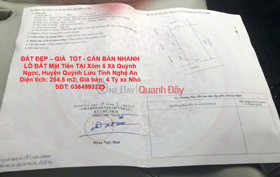 ĐẤT ĐẸP – GIÁ TỐT - CẦN BÁN NHANH LÔ ĐẤT Mặt Tiền TẠI Xóm 5 Xã Quỳnh Ngọc, Huyện Quỳnh Lưu Tỉnh Nghệ An Niêm yết bán
