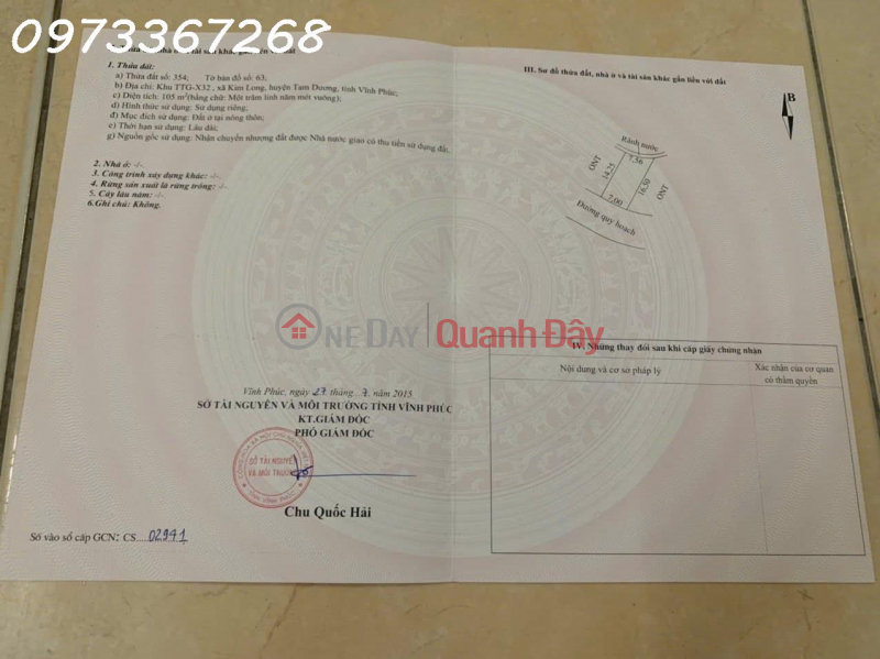 Bán lô đất siêu đẹp tại xã Tam Dương, Phú Thọ, diện tích 105m2, view đẹp, giá tốt Niêm yết bán
