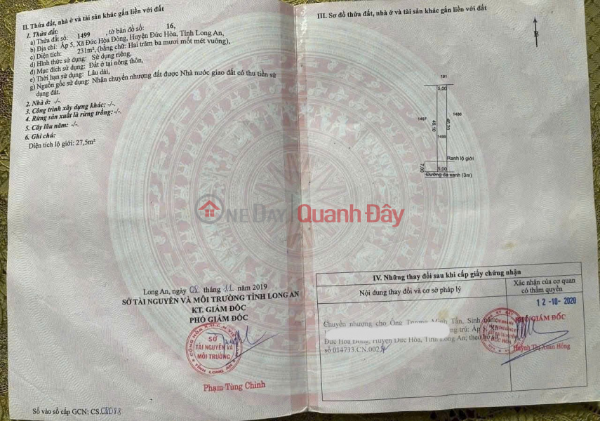 BEAUTIFUL LAND - PROFITABLE INVESTMENT - Owner Needs to Sell Land in Duc Hoa Dong Commune, Duc Hoa, Long An Sales Listings