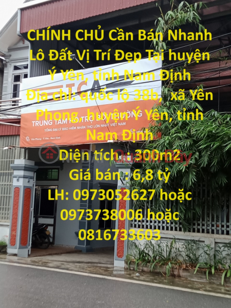 CHÍNH CHỦ Cần Bán Nhanh Lô Đất Vị Trí Đẹp Tại huyện Ý Yên, tỉnh Nam Định Niêm yết bán