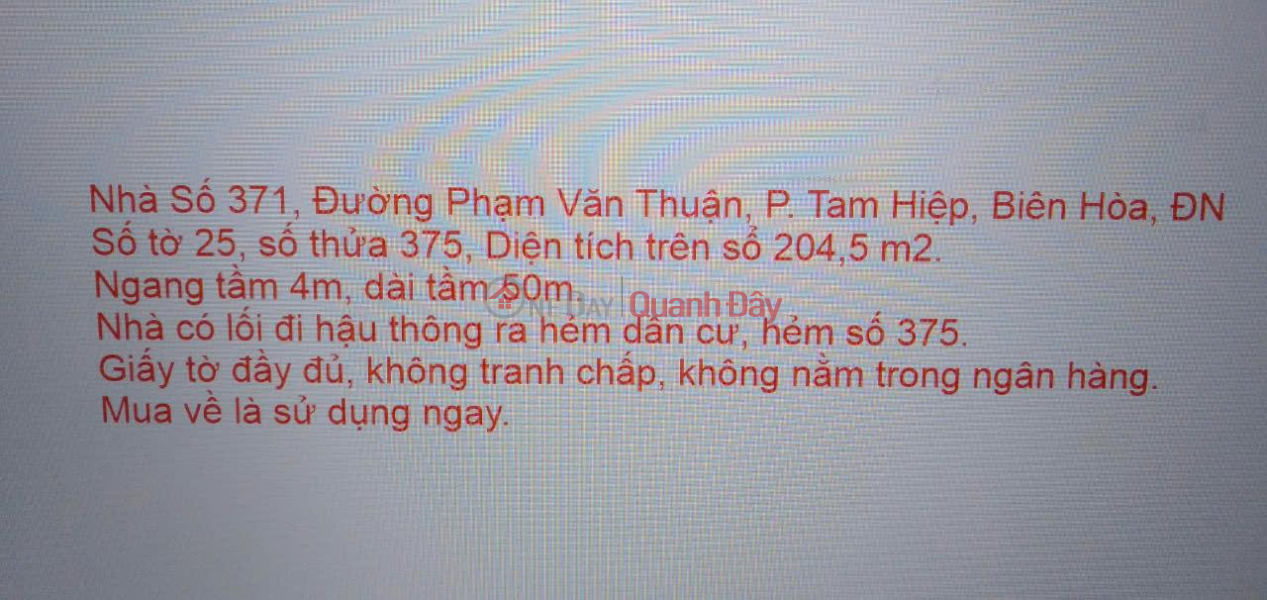 Property Search Vietnam | OneDay | Residential Sales Listings | Owner Sells House Fronting Pham Van Thuan Street, KP4, Tam Hiep Ward, Bien Hoa