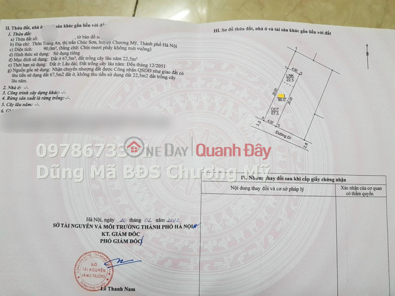 Property Search Vietnam | OneDay | Nhà ở, Niêm yết bán, GIÁ 3TY3 SỞ HỮU LÔ ĐẤT TẠI TRÀNG AN-TT CHÚC SƠN-CHƯƠNG MỸ