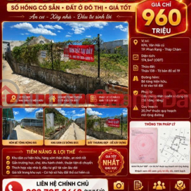 UNDER 1 BILLION VND, OWN 174.5M² OF RESIDENTIAL LAND IN VAN HAI WARD - PHAN RANG-THAP CHAM CITY – PRICE 960 MILLION VND _0