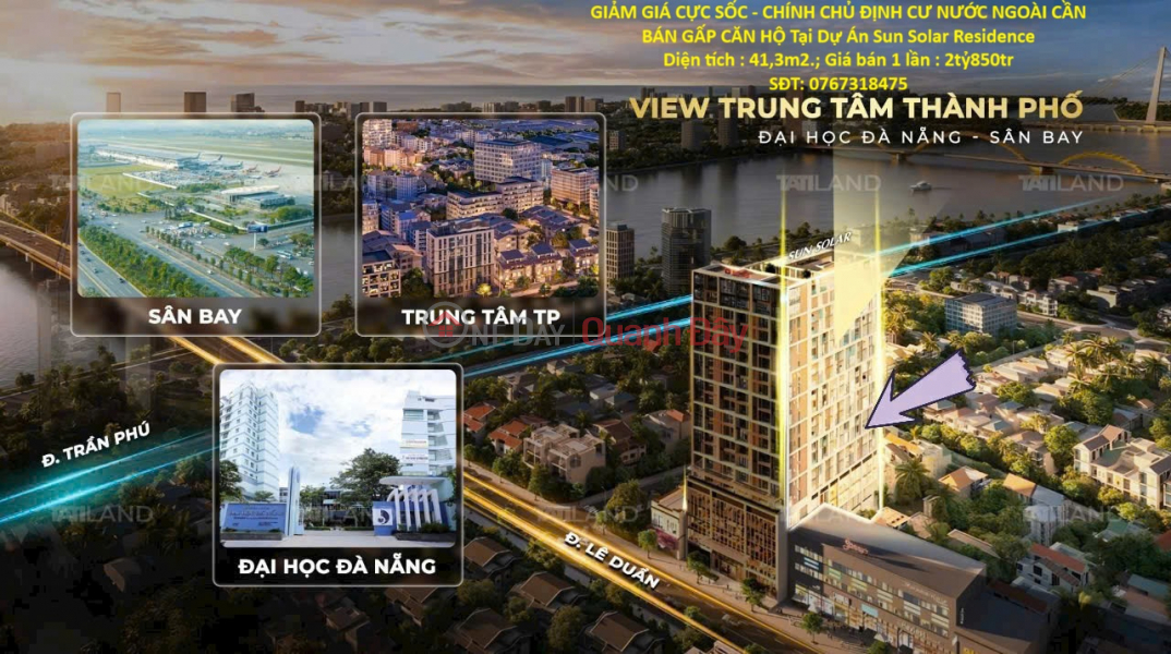 GIẢM GIÁ CỰC SỐC - CHÍNH CHỦ ĐỊNH CƯ NƯỚC NGOÀI CẦN BÁN GẤP CĂN HỘ Tại Dự Án Sun Solar Residence Niêm yết bán