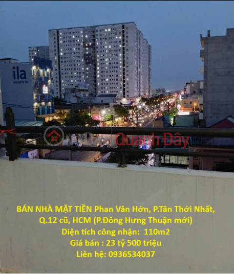 HOUSE FOR SALE FRONTAGE Phan Van Hon, Tan Thoi Nhat Ward, old District 12, HCM (new Dong Hung Thuan Ward) _0