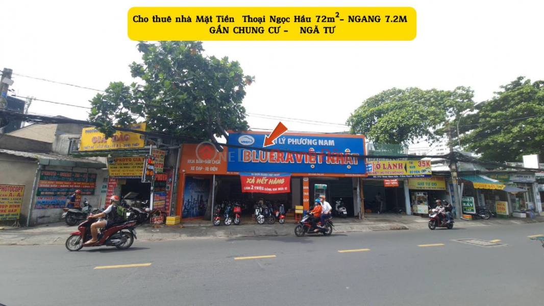 Cho thuê nhà Mặt Tiền Thoại Ngọc Hầu 72m² - NGANG 7.2M Niêm yết cho thuê