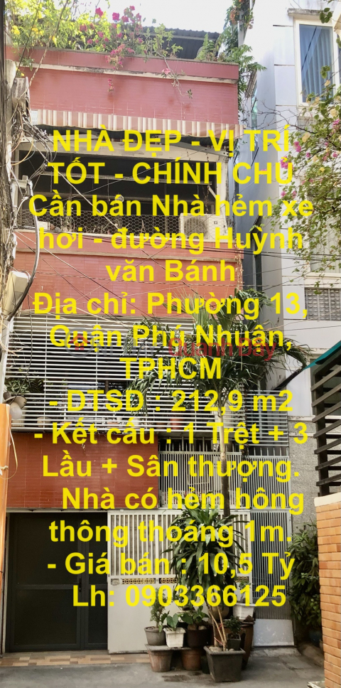 NHÀ ĐẸP - VỊ TRÍ TỐT - CHÍNH CHỦ Cần bán Nhà hẻm xe hơi - đường Huỳnh văn Bánh _0