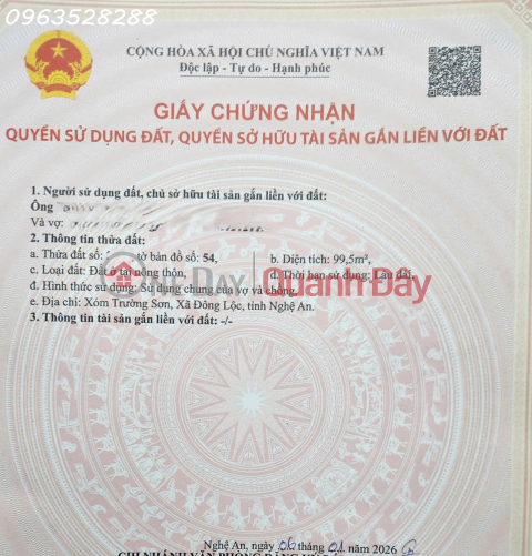 Beautiful land in Dong Loc commune (formerly Nghi Truong),Nghe An province. _0