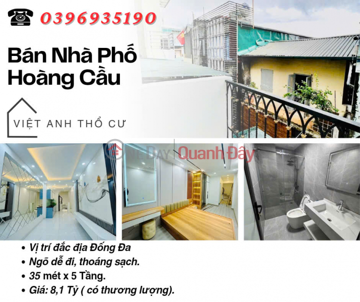 House for sale on Hoang Cau Street, Prime Location, Solid Frame, 35mx5T, Price: 8.1 Billion, Contact: 0396935190. Sales Listings