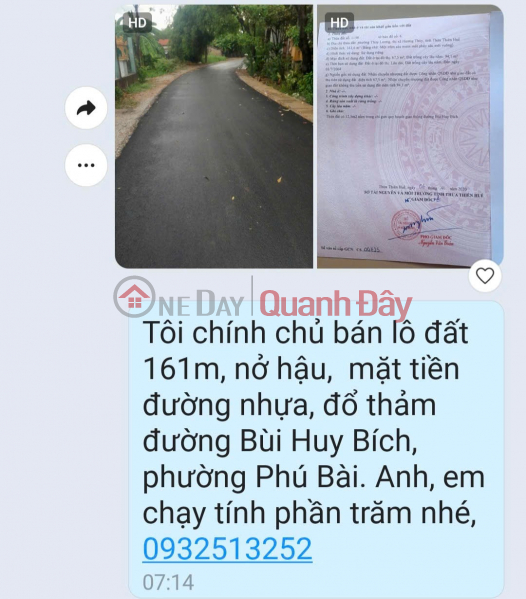ĐẤT VỊ TRÍ ĐẸP – CHÍNH CHỦ CẦN BÁN Đất Tại Đường Bùi Huy Bích, Phường Phú Bài, Hương Thủy, TT. Huế., Việt Nam Bán, đ 1,42 tỷ