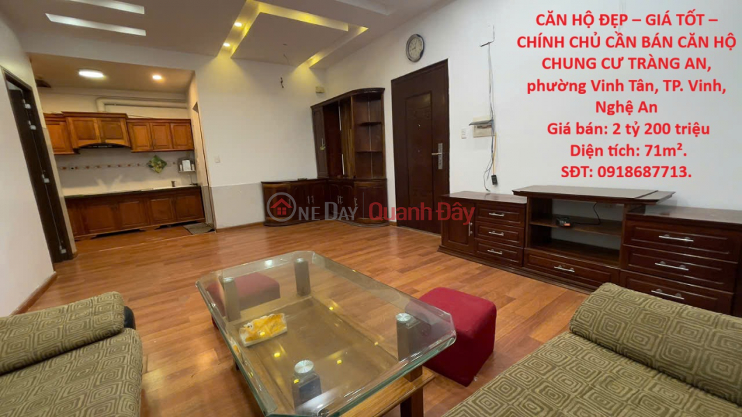CĂN HỘ ĐẸP – GIÁ TỐT –CHÍNH CHỦ CẦN BÁN CĂN HỘ CHUNG CƯ TRÀNG AN, phường Vinh Tân, TP. Vinh, Nghệ An Niêm yết bán