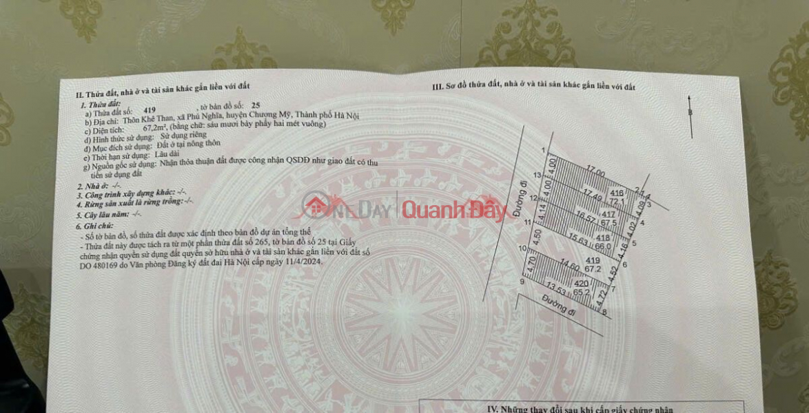 đ 10 triệu, CHÍNH CHỦ BÁN LÔ ĐẤT ĐẸP 67,2M TẠI PHÚ NGHĨA-CHƯƠNG MỸ-HÀ NỘI