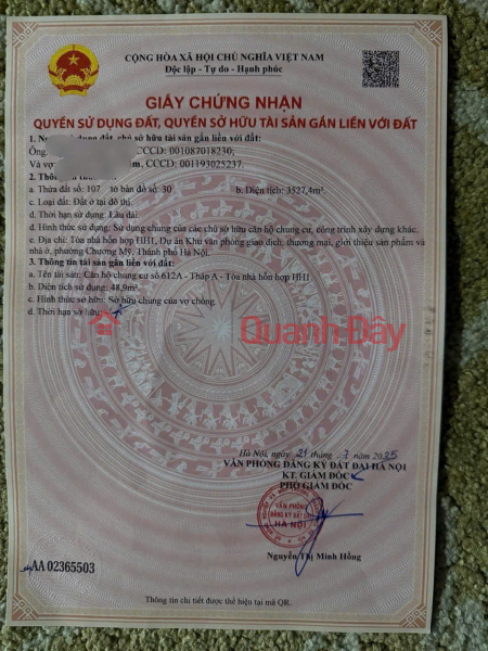 đ 2.75 Billion I am the owner and would like to ask you guys to help me sell a mid-floor apartment at Loc Ninh Apartment 19 floors, Chuong My