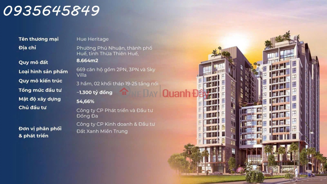 Property Search Vietnam | OneDay | Nhà ở | Niêm yết bán, HUẾ HERITAGE CHÍNH THỨC NHẬN BOOKING GIAI ĐOẠN I Chỉ với 50 Triệu – Sở hữu ngay vị trí đẹp