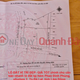 LAND LOT IN GOOD LOCATION - GOOD PRICE, owner needs to quickly sell land lot in Da Lat City, Lam Dong Province _0
