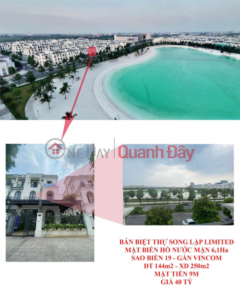 Chính chủ cần bán Biệt thự song lập LIMITED view Biển hồ nước mặn Vinhomes Ocean Park Gia Lâm Niêm yết bán