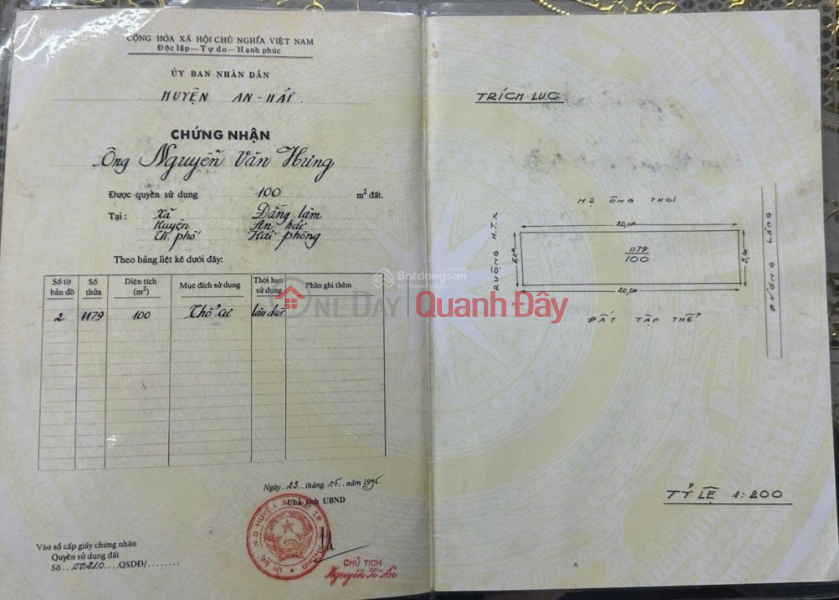 Bán lô đất100m tuyến 2 Ngô Gia Tự, Đằng Lâm , Hải An Niêm yết bán