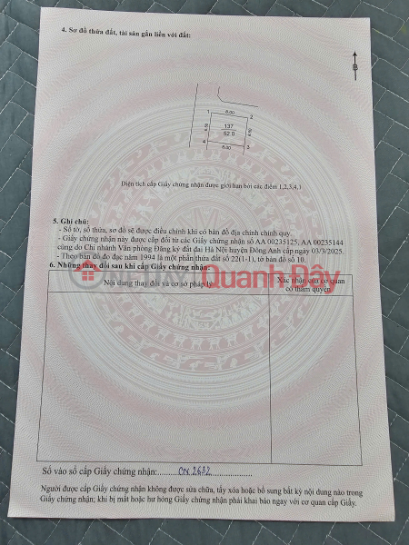 đ 5.1 Billion, Owner sent 52M Dong Village, Nguyen Khe (Phuc Thinh invites)